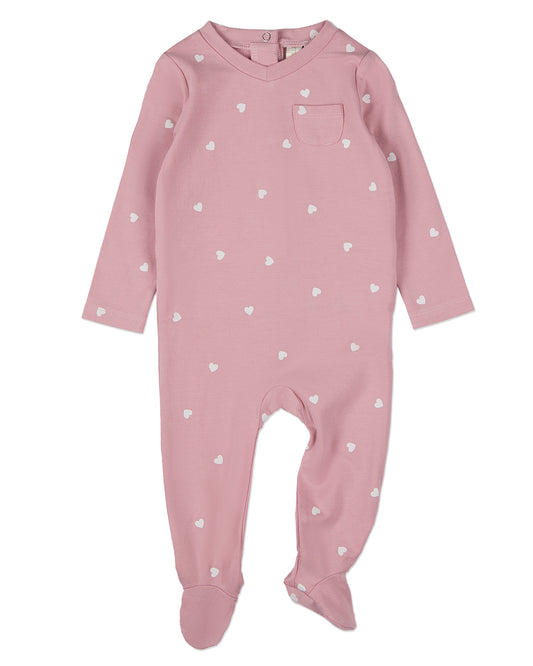 Baby and Toddler Girls "Kind Hearts" Rayon Blend Footie : Color: Old Rose