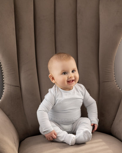 Baby and Toddler Boys "Small Dots" Cotton Rich Double Layer Footie