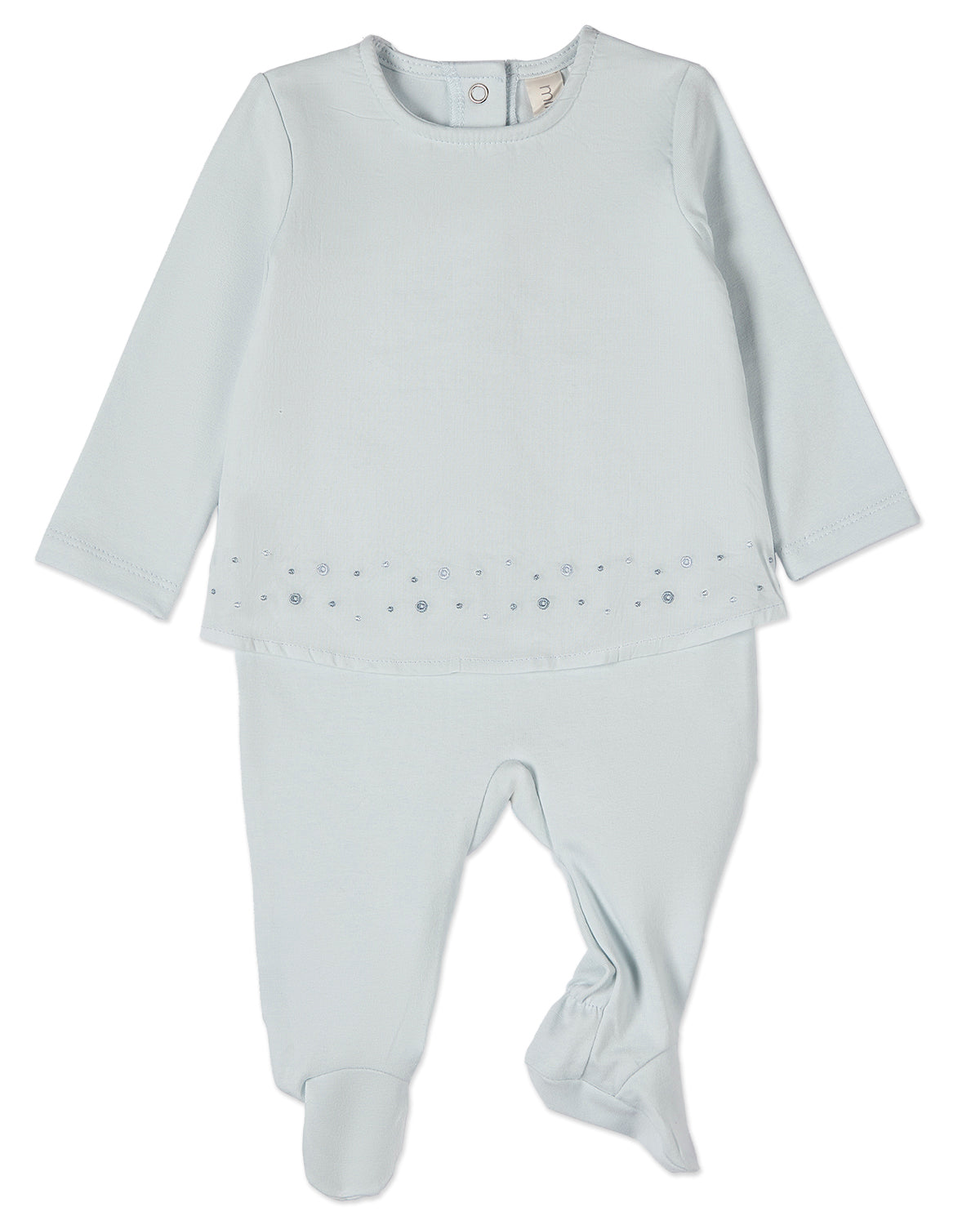 Baby and Toddler Boys "Small Dots" Cotton Rich Double Layer Footie : Color: Cloud Blue