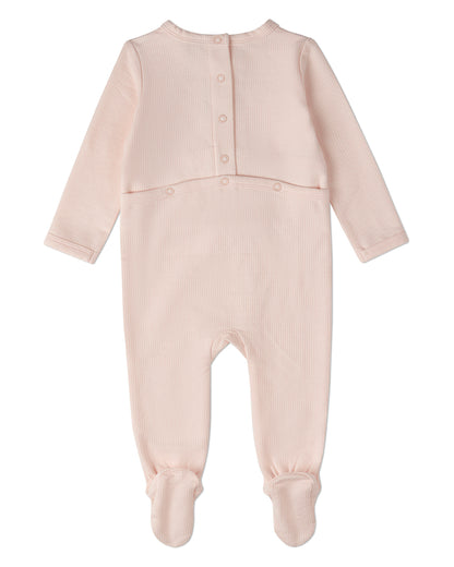 Baby Girls "A Little Flower Power" Embroidered Long-Sleeve Footie