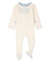 Baby Boys "Framed Foliage" Ribbed Cotton-Blend Embroidered Footie