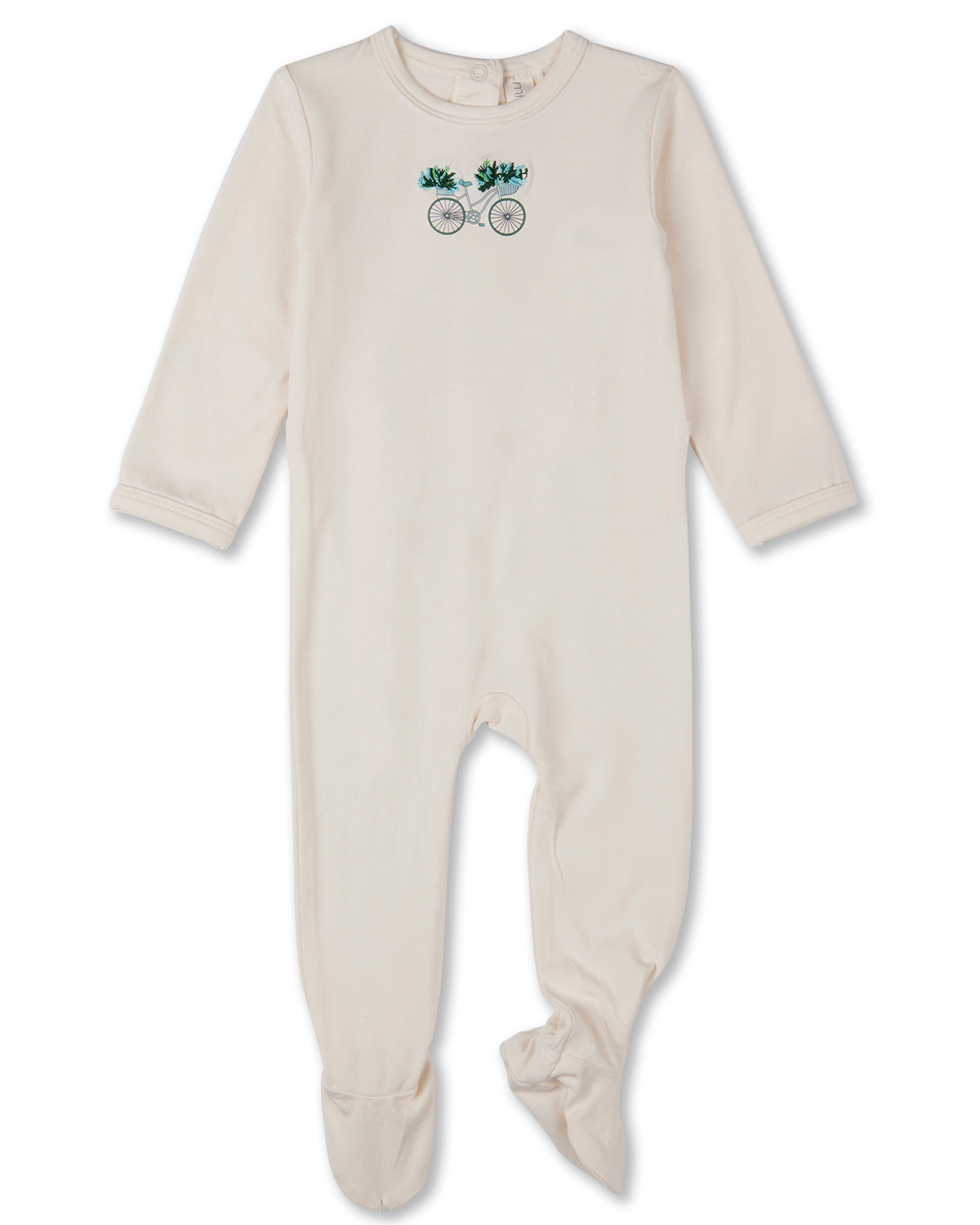 Baby "Bicycle Basket of Blooms" Rayon-Blend Embroidered Footie