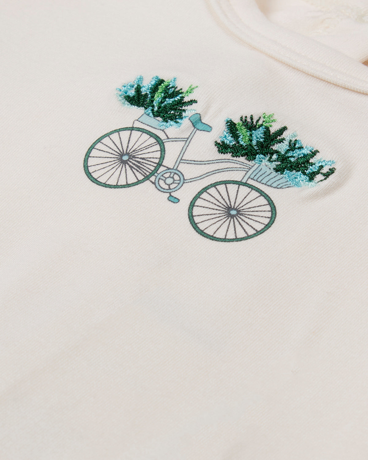 Baby "Bicycle Basket of Blooms" Rayon-Blend Embroidered Footie