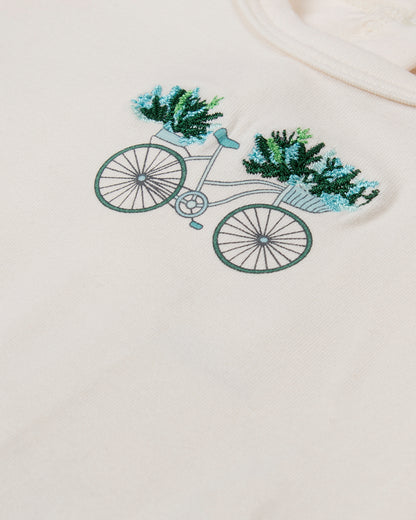 Baby "Bicycle Basket of Blooms" Rayon-Blend Embroidered Footie