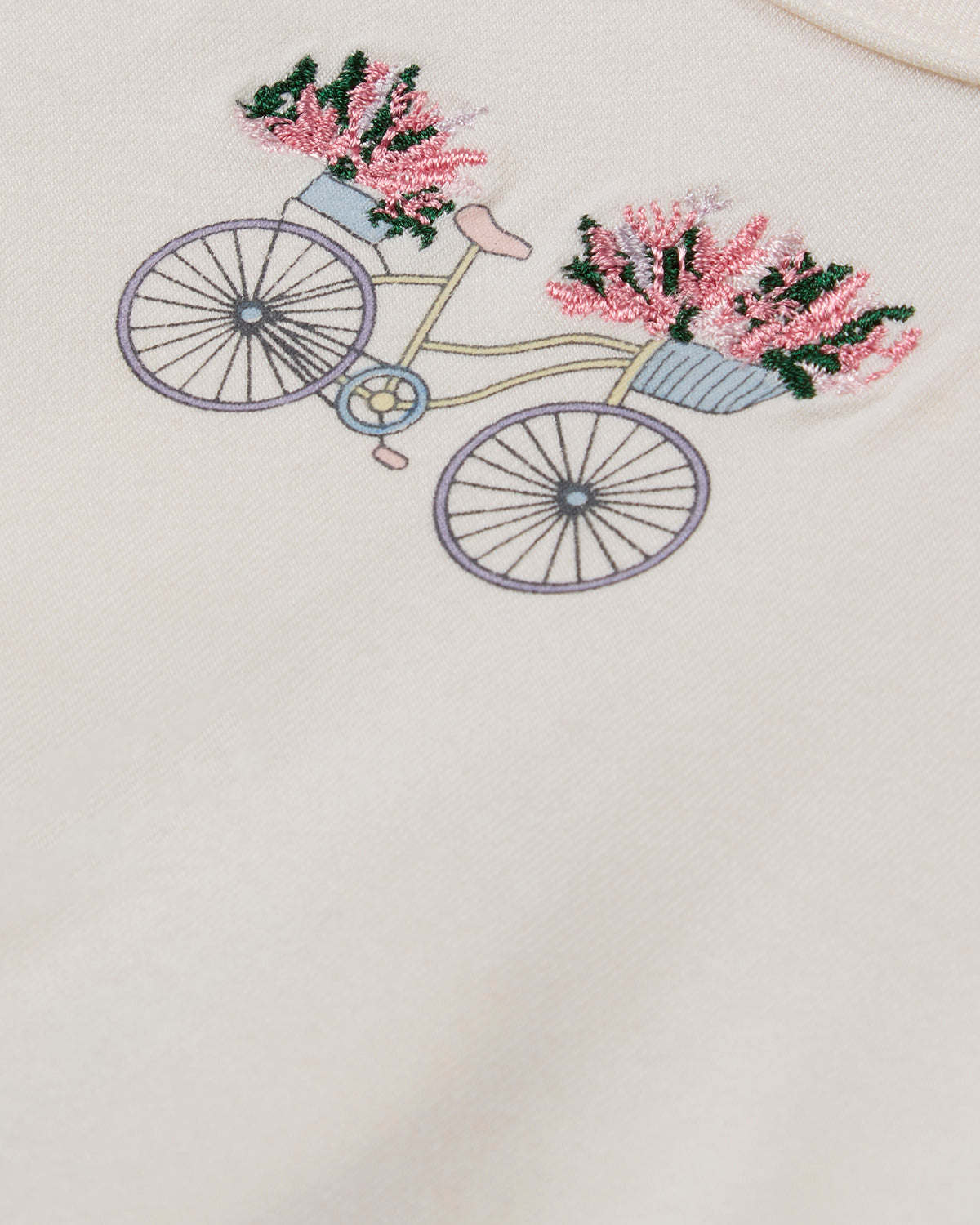 Baby "Bicycle Basket of Blooms" Rayon-Blend Embroidered Footie