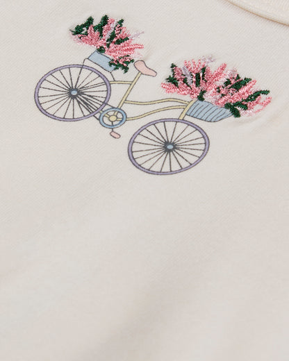 Baby "Bicycle Basket of Blooms" Rayon-Blend Embroidered Footie