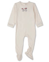 Baby "Bicycle Basket of Blooms" Rayon-Blend Embroidered Footie