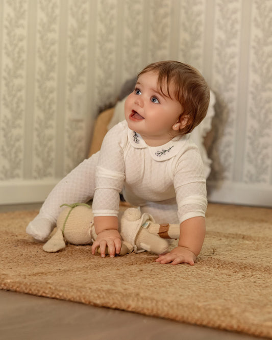 Baby Girls "Lilacs Are The Sweetest Bloom" Embroidered Footie