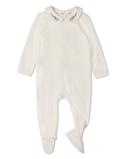 Baby Girls "Lilacs Are The Sweetest Bloom" Embroidered Footie