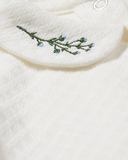 Baby Unisex "Blue Buds Sweetest Bloom" Cotton/Rayon Embroidered Footie