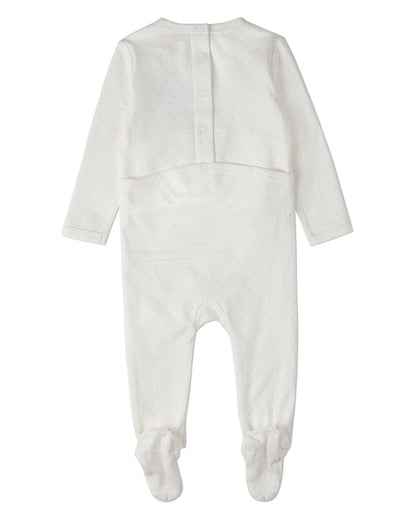 Baby Boys "Put A Bow On It" 100% Cotton Polka-Dot Embroidered Footie