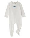 Baby Boys "Put A Bow On It" 100% Cotton Polka-Dot Embroidered Footie