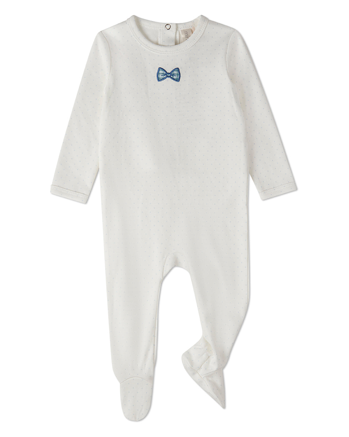 Baby Boys "Put A Bow On It" 100% Cotton Polka-Dot Embroidered Footie