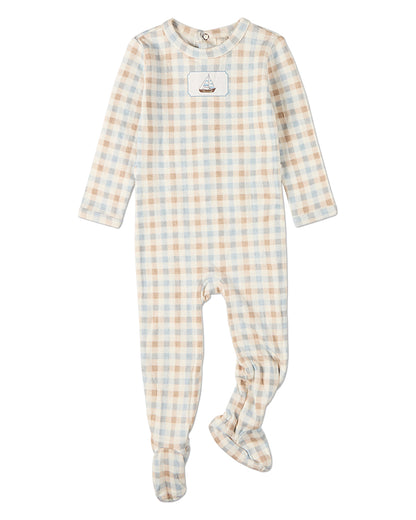 Baby "Let Your Dreams Set Sail" Rayon/Cotton Plaid Pointelle Footie