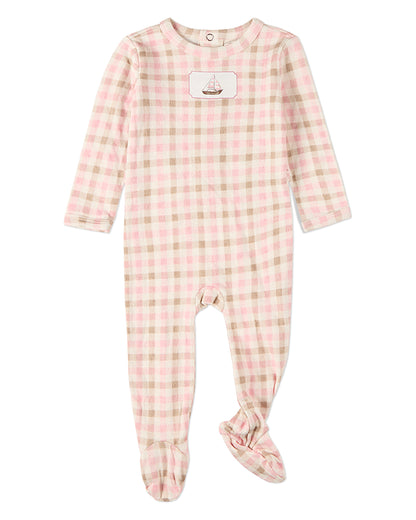 Baby "Let Your Dreams Set Sail" Rayon/Cotton Plaid Pointelle Footie