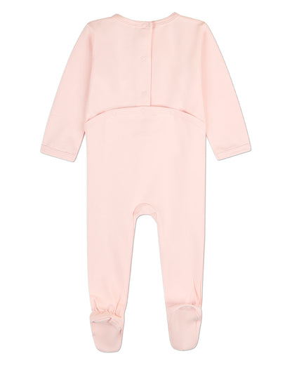Baby Girls "Sitting Goose" Cotton-Rich Embroidered Footie