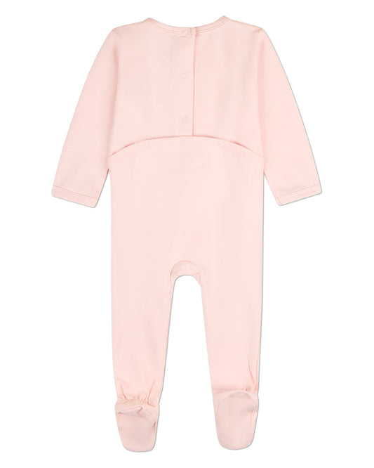 Baby Girls "Sitting Goose" Cotton-Rich Embroidered Footie