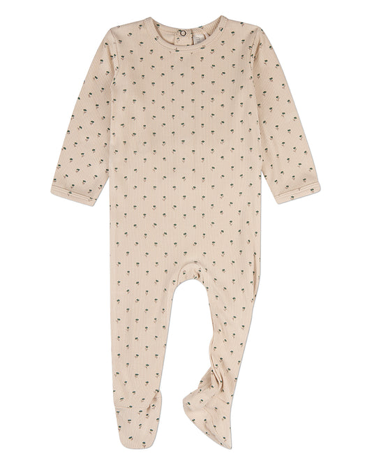 Baby "Tulip Fields" Mini-Ribbed Rayon-Blend Back-Snap Footie
