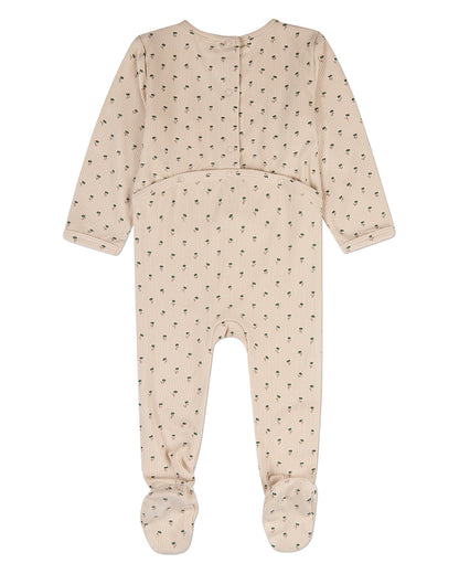 Baby "Tulip Fields" Mini-Ribbed Rayon-Blend Back-Snap Footie