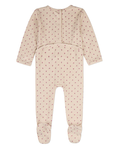 Baby "Tulip Fields" Mini-Ribbed Rayon-Blend Back-Snap Footie