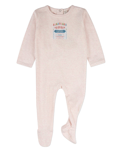 Baby "Create Your Own Dreams" Cotton-Rich Footie with Crayon Box Print