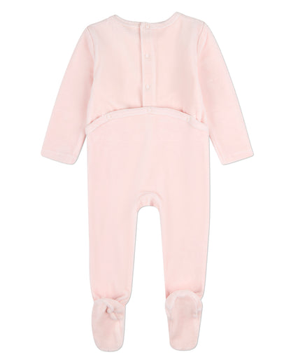 Baby "Bunny Meets Chick" Plush Embossed Cotton-Rich Velour Footie