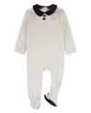 Baby Chevron-Print Cotton-Rich Footie with Plush Velour Trim