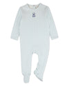 Baby "Snuggly Bear" Chevron-Printed Cotton-Rich Footie