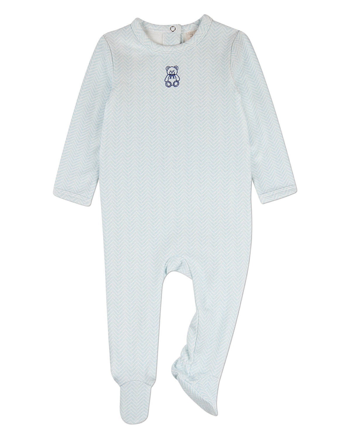 Baby "Snuggly Bear" Chevron-Printed Cotton-Rich Footie