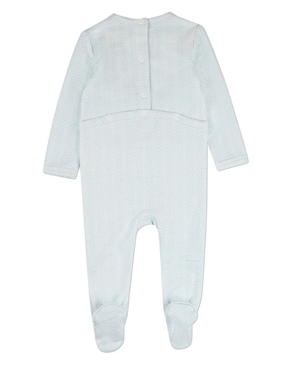 Baby "Snuggly Bear" Chevron-Printed Cotton-Rich Footie