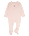 Baby "Snuggly Bear" Chevron-Printed Cotton-Rich Footie