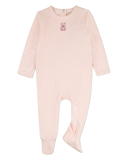 Baby "Snuggly Bear" Chevron-Printed Cotton-Rich Footie