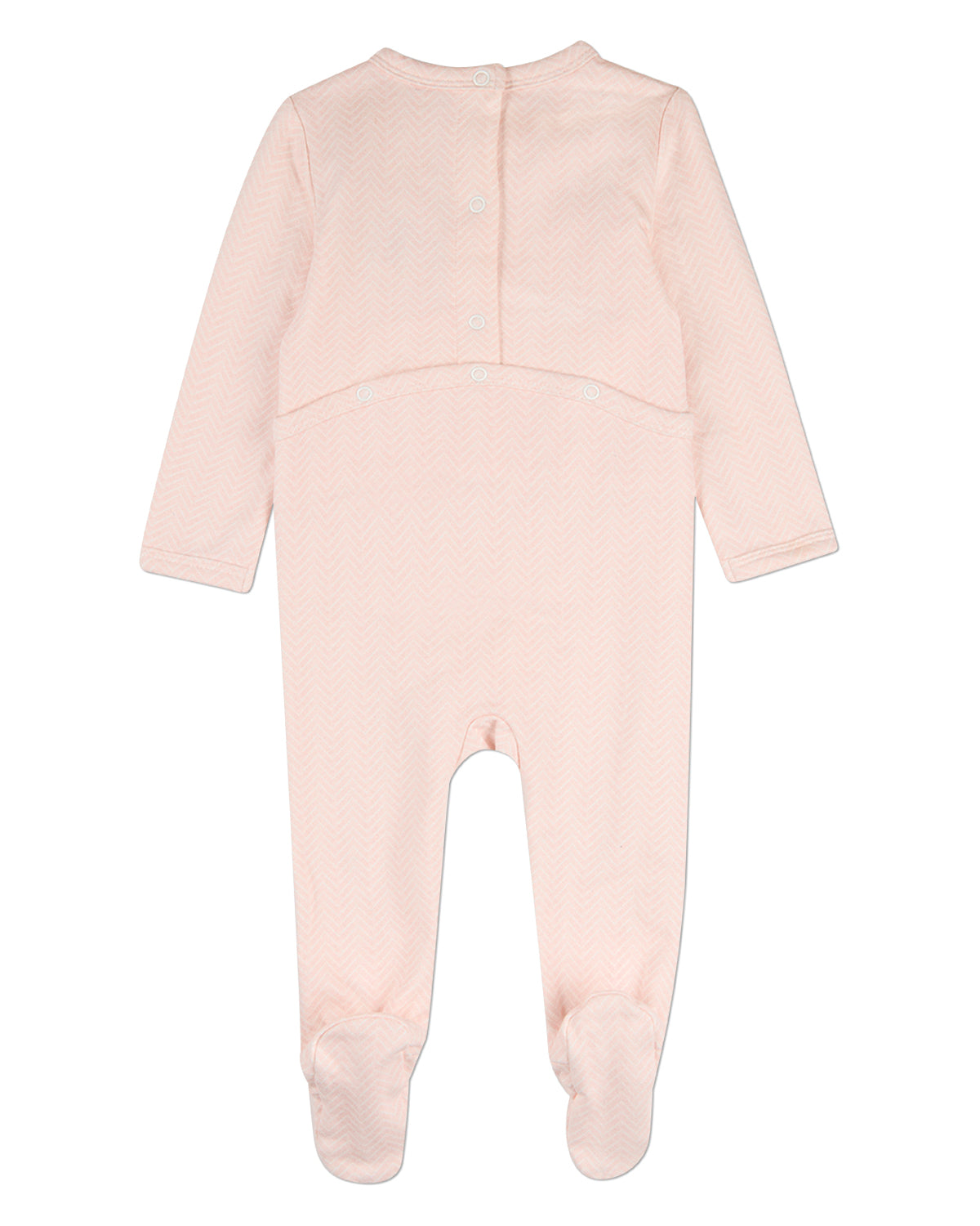 Baby "Snuggly Bear" Chevron-Printed Cotton-Rich Footie