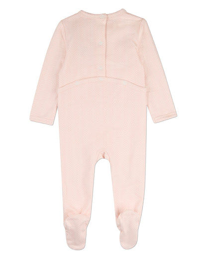 Baby "Snuggly Bear" Chevron-Printed Cotton-Rich Footie