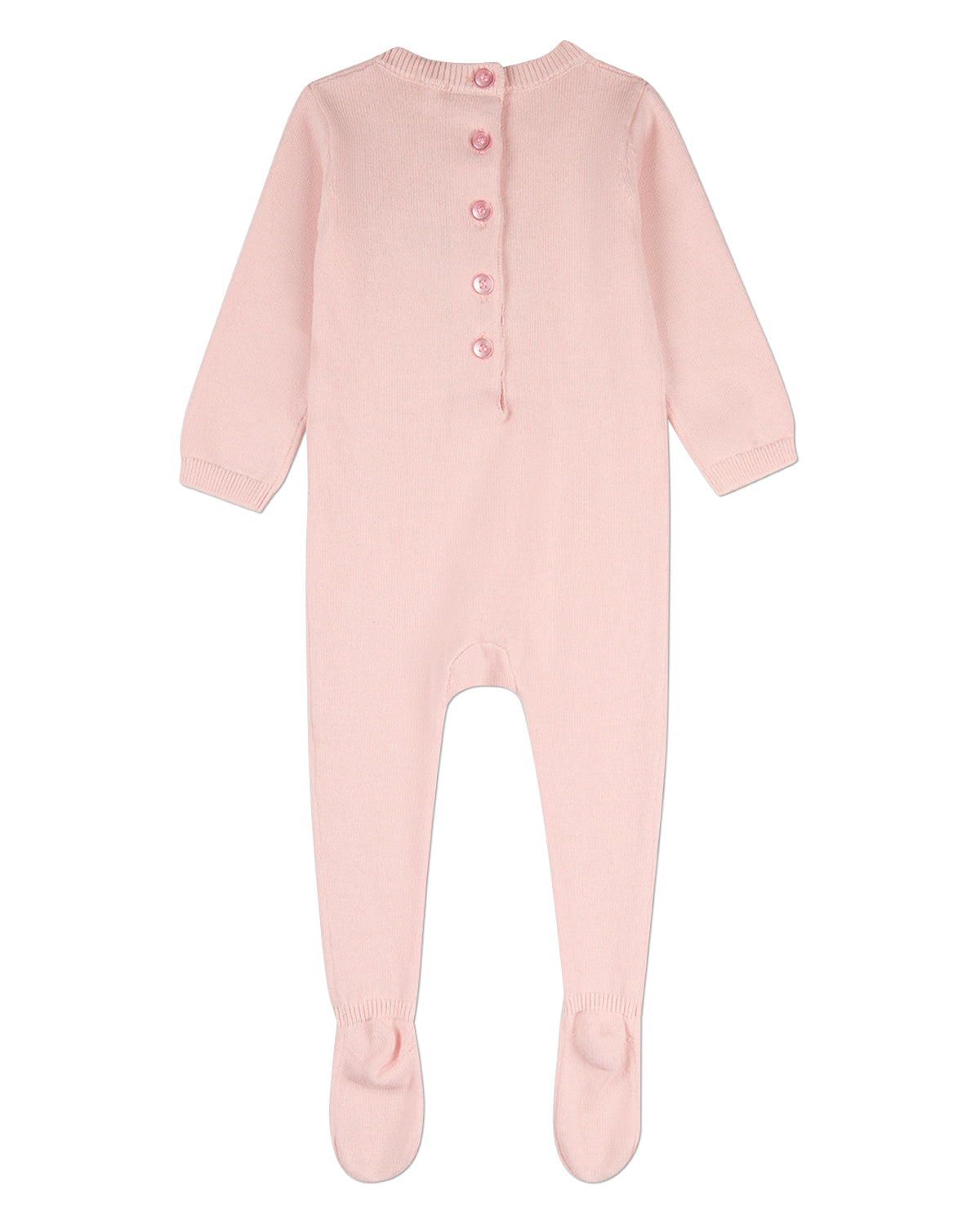 Baby Girls 100% Cotton Mini-Ribbed Knit Footie with Tonal Knit Bow