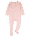Baby Girls 100% Cotton Mini-Ribbed Knit Footie with Tonal Knit Bow
