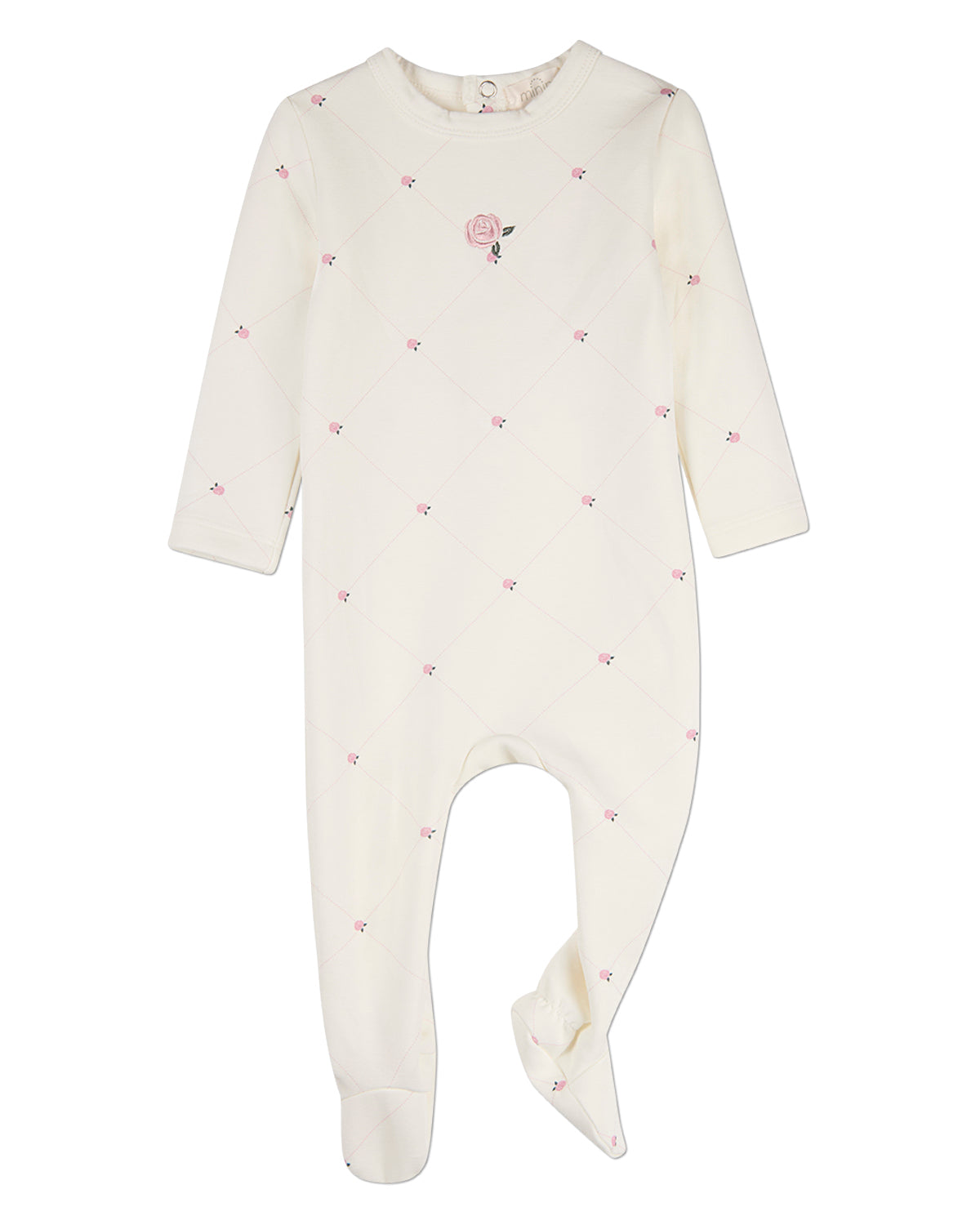 Baby Girls "Rosettes and Stitching" Cotton/Rayon-Blend Footie