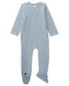 Ribbed Solid Cotton Side Snap Footie : Color: Blue Frost
