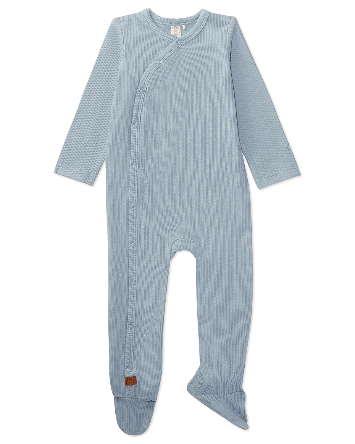 Ribbed Solid Cotton Side Snap Footie : Color: Blue Frost
