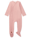 Ribbed Solid Cotton Side Snap Footie : Color: Rose