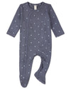 Baby and Toddler Boys "Little Squares" Side-Snap Ribbed Cotton Rich Footie : Color: Blue