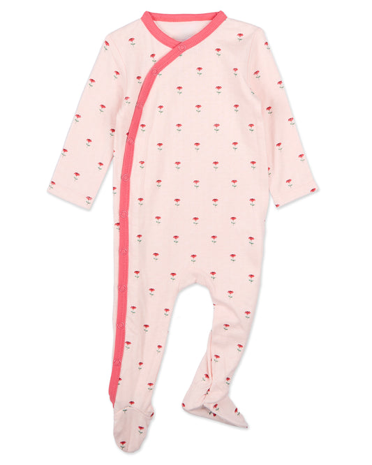 Baby Girls "Plant Your Dreams And Grow Happy" Floral Pointelle Footie : Color: Pink