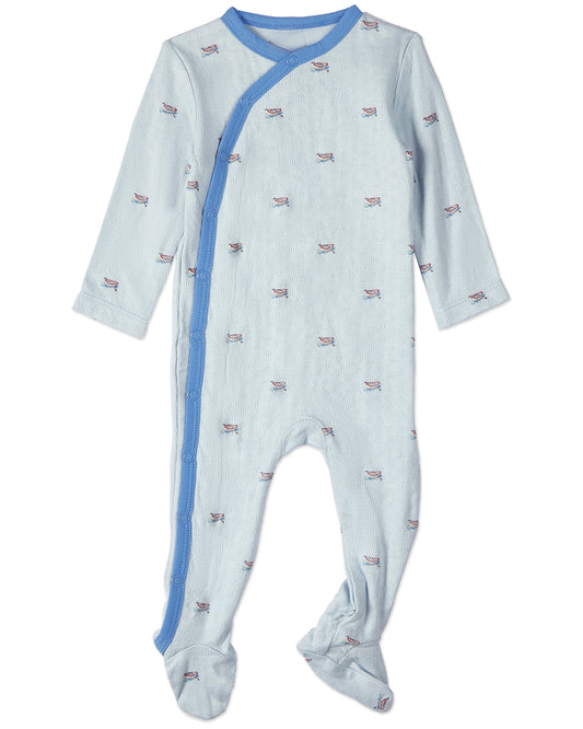 Baby and Toddler Boys "Row Your Boat Gently" Rayon Blend Pointelle Footie : Color: Blue