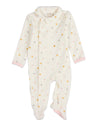 Baby Girls "Lily Of The Valley" Snap Front Velour Footie : Color: Marshmallow