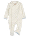 Baby Boys "Playful Dots" Snap Front Velour Footie : Color: Marshmallow