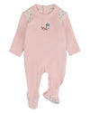 Baby Girls "Fairy Flowers" Embroidered Velour Footie : Color: Pink