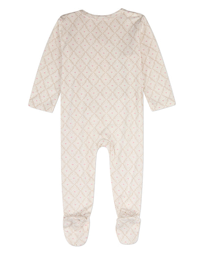 Baby Girls "Harlequin Heart" Modal-Blend Allover-Print Footie