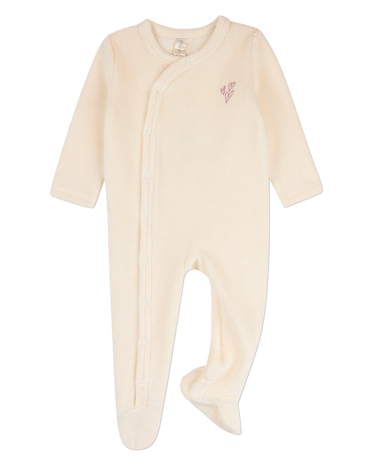 Baby Girls "Heart Cluster" Mini-Ribbed Cotton-Rich Velour Footie