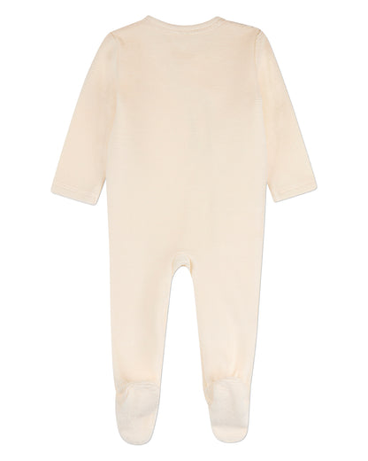 Baby Girls "Heart Cluster" Mini-Ribbed Cotton-Rich Velour Footie
