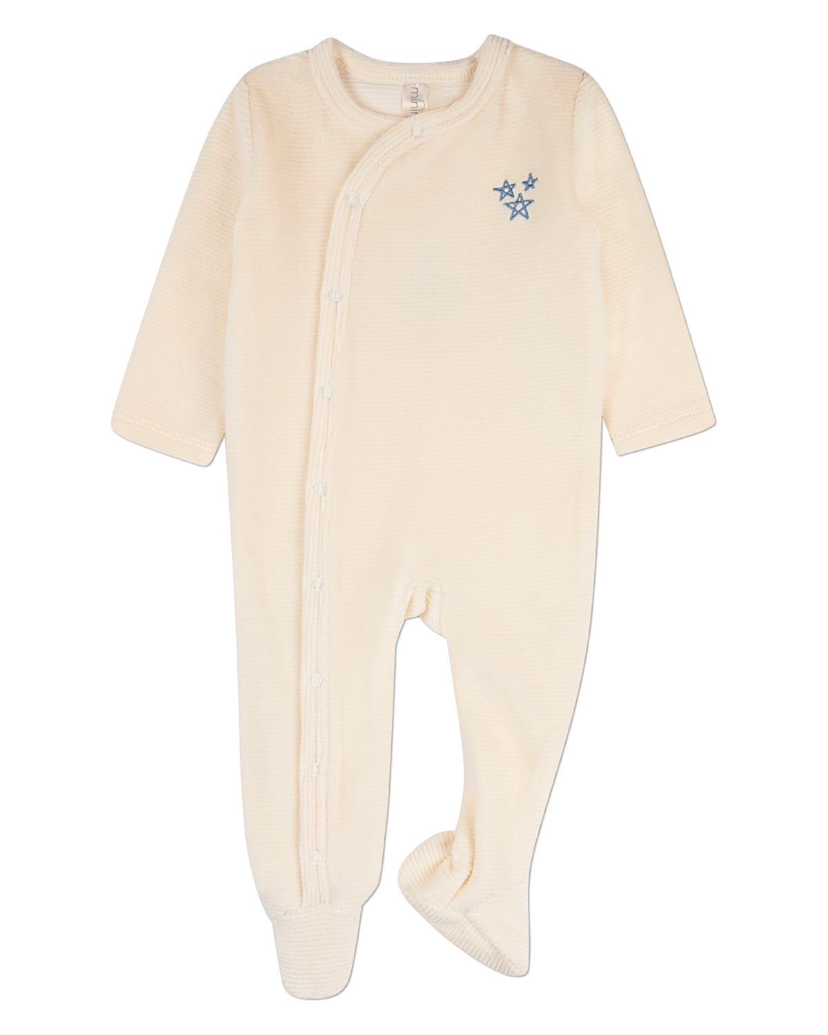 Baby Boys "Star Cluster" Cotton-Rich Mini-Ribbed Velour Footie